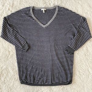❤️ Joie Grey/Blue Stripe V-neck Sweater